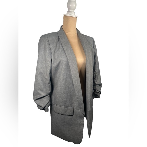 Mare Mare x Anthropologie Gray Cinch-Sleeve Open Front Boyfriend Blazer Size XS - Picture 5 of 14